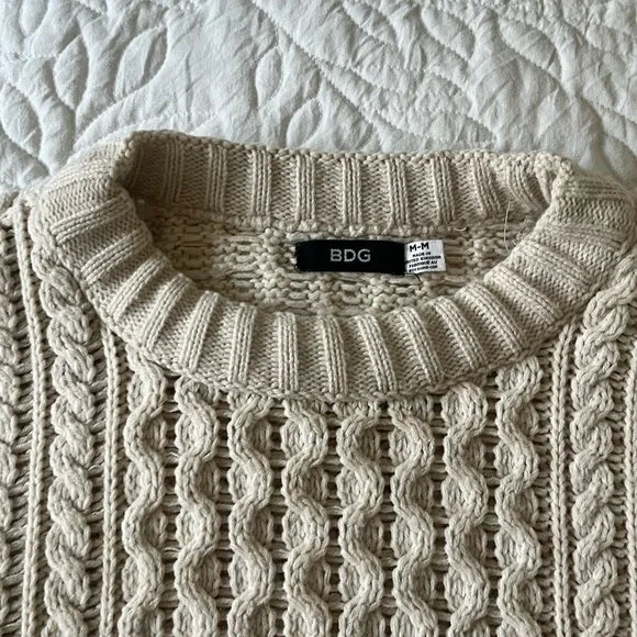 BDG Cream Cable Knit Sweater - Picture 2 of 3